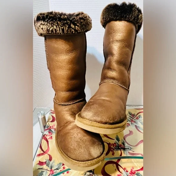 UGG Australia Classic Tall Metallic Bronze Sheepskin Boots SZ 9 - Picture 2 of 14